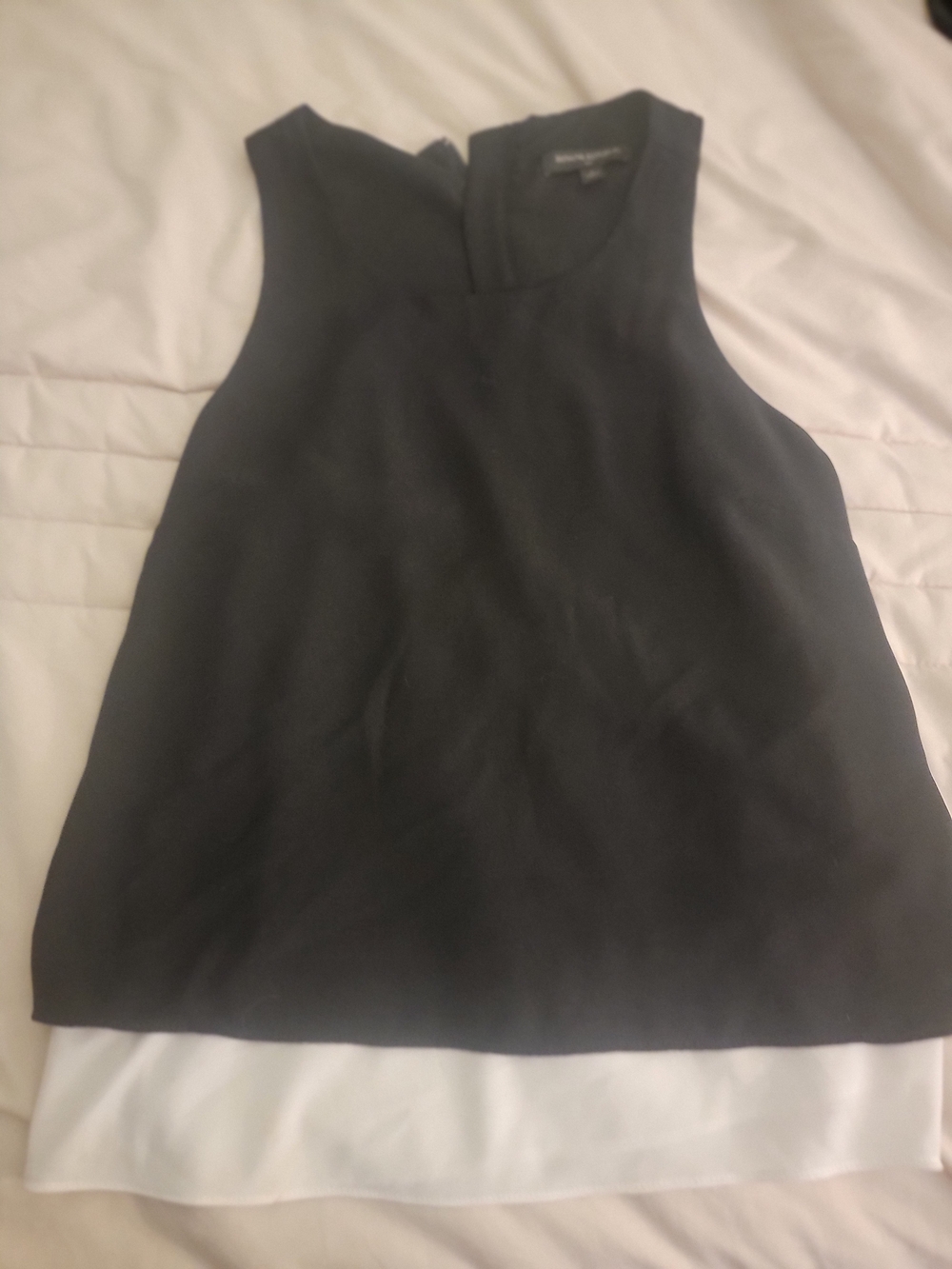 Banana Republic Black Sleeveless Camisole with White Layered Hem